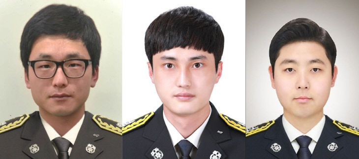 사진자료(왼쪽부터 소방위 성하운, 소방교 강동주, 소방사 김민