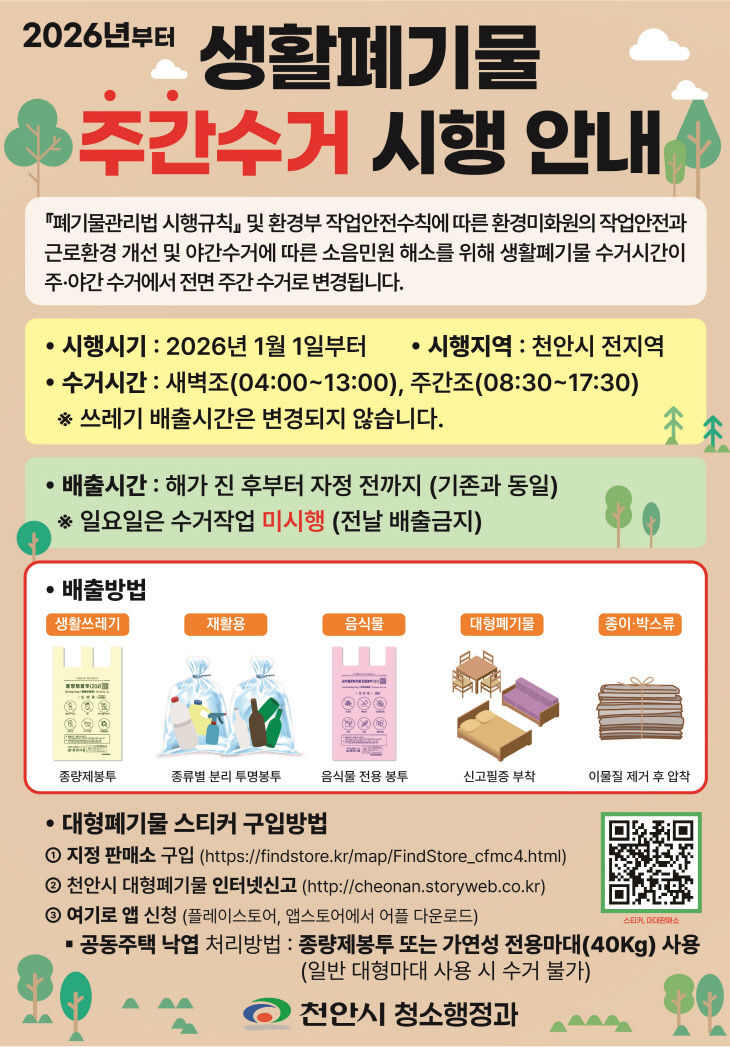 청소행정과(주간수거 시행 안내 홍보문)