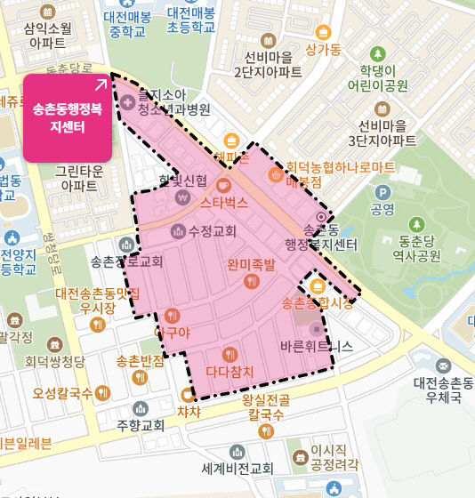 송촌동행정복지센터 인근 상권