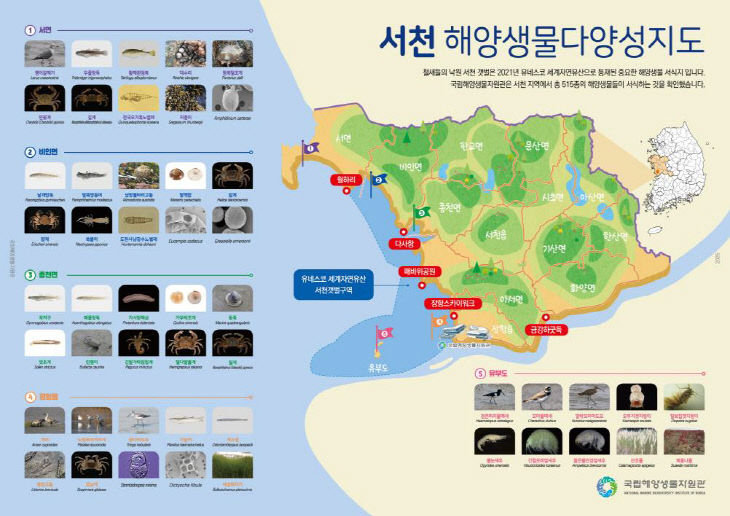 국립해양생물자원관이 제작한 서천 해양생물 다양성 지도