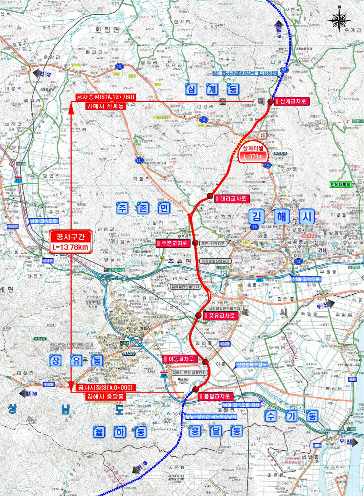 국도58호선 무계-삼계 위치도