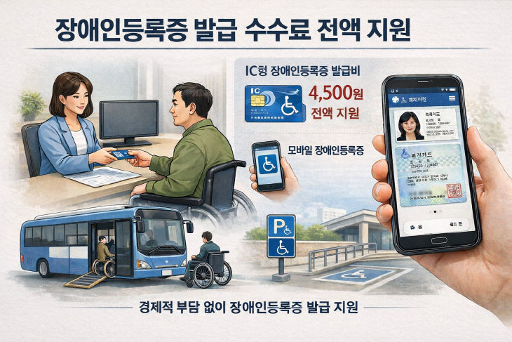 장애인등록증 발급 수수료 전액 지원