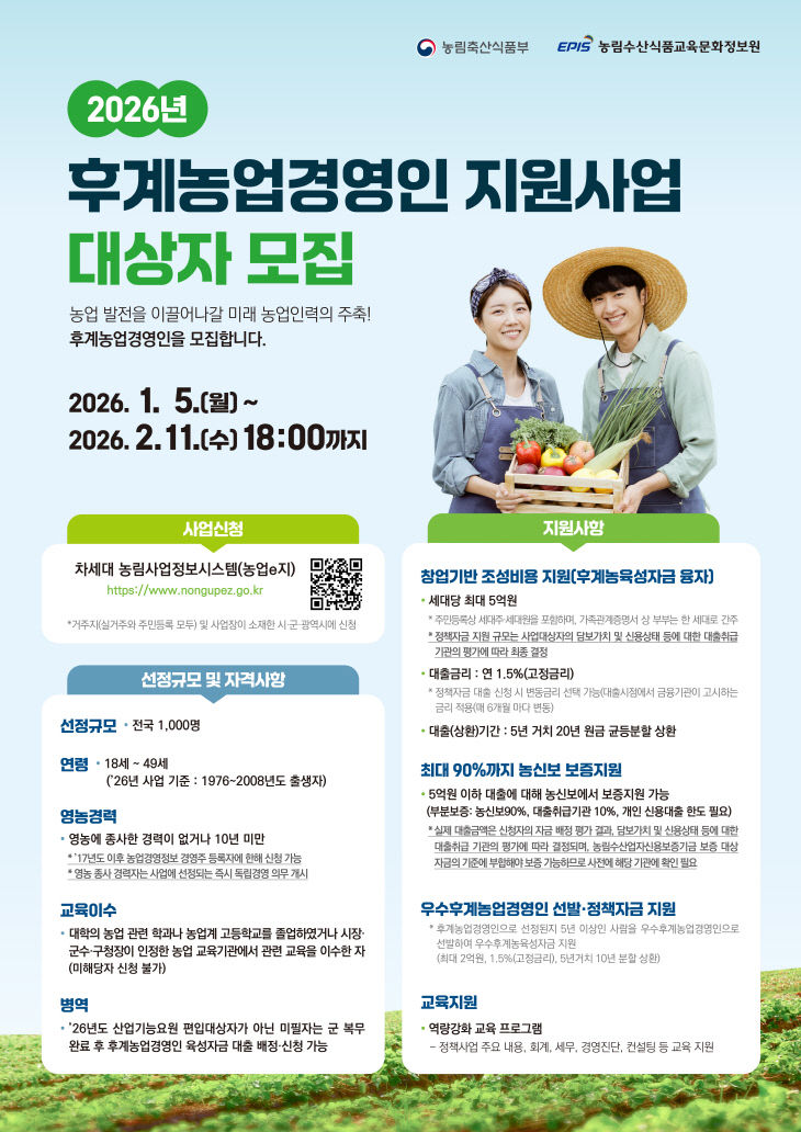 농업정책과(2026년 후계농업경영인 육성사업)