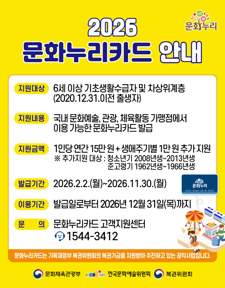 2026년 통합문화이용권·청년문화예술패스 제도 개편