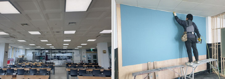 동부노인종합복지관, 경로식당 확충 공사 전, 공사 중 모습