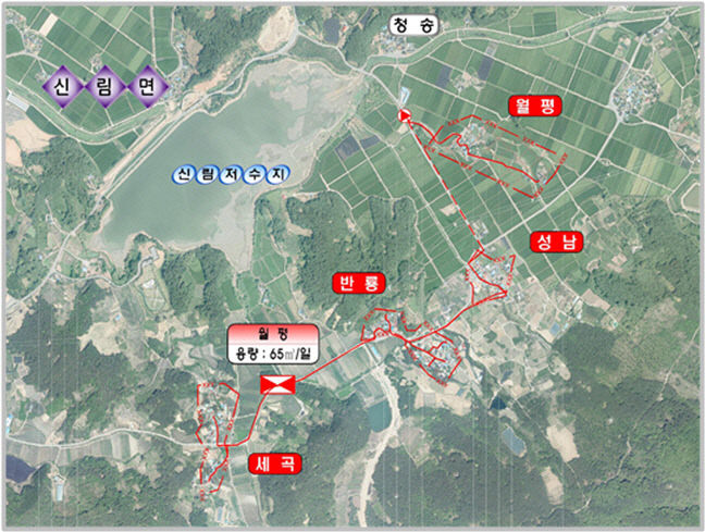 사업구역도(월평 농어촌마을 하수도 정비)