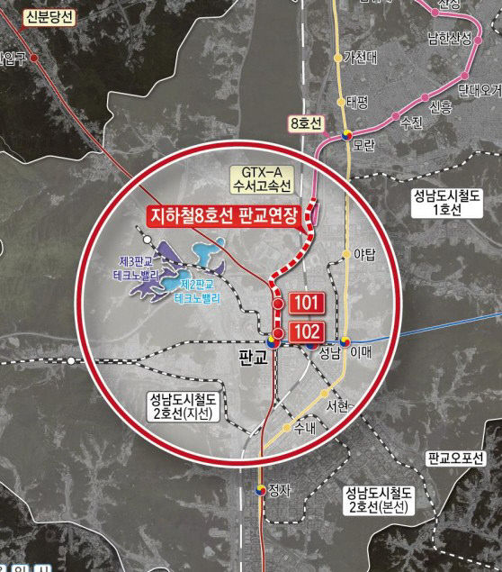 교통기획과-지하철 8호선 판교연장사업 노선도