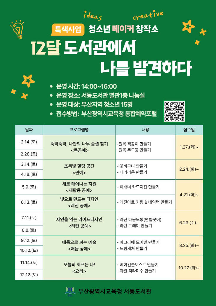 20260126 부산서동도서관, 청소년 메이커 창작소 운영제공