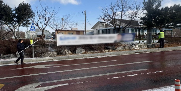 2.불법 현수막 철거 모습(1100주년기념관 인근 도로변)