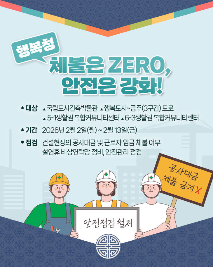 행정중심복합도시건설청 설 대비 체불점검