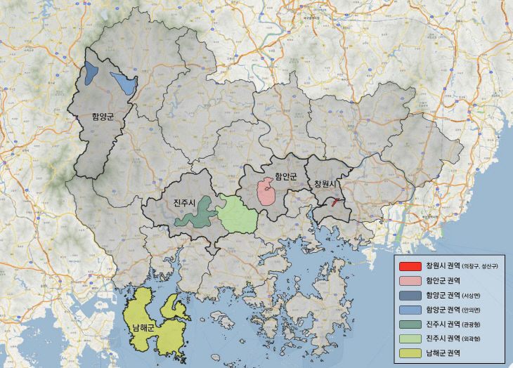 경남콜버스운영지역표시