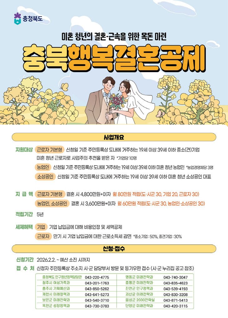 '2026년 충북행복결혼공제' 모집 안내문.(음성군 제공)