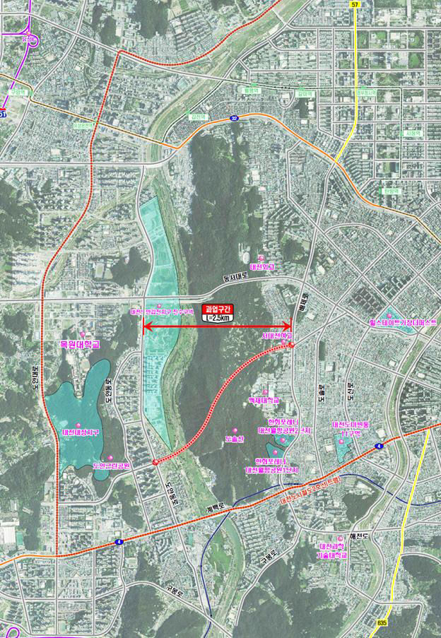 제2도솔터널 개설사업 위치도