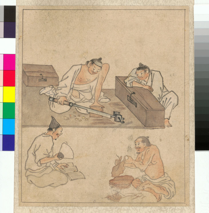 [8-9]사진 1. 담배썰기, 김홍도(국립중앙박물관 소장)
