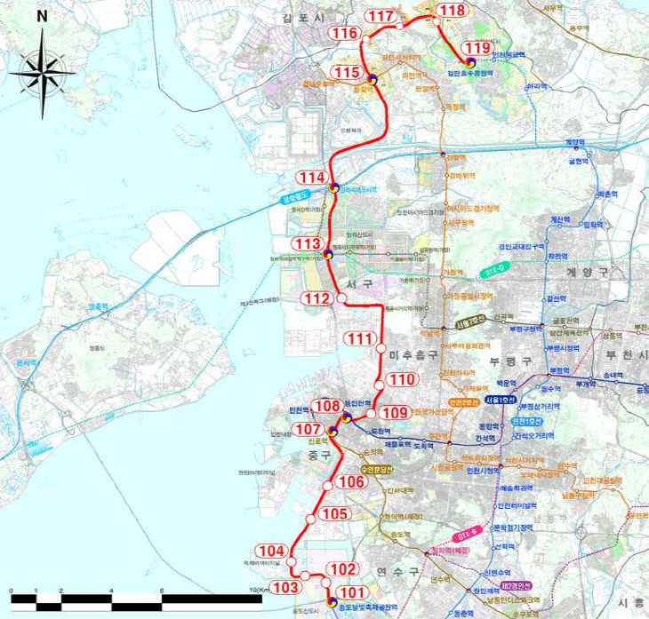 (1)인천 동구에 ‘인천3호선’ 경유한다1