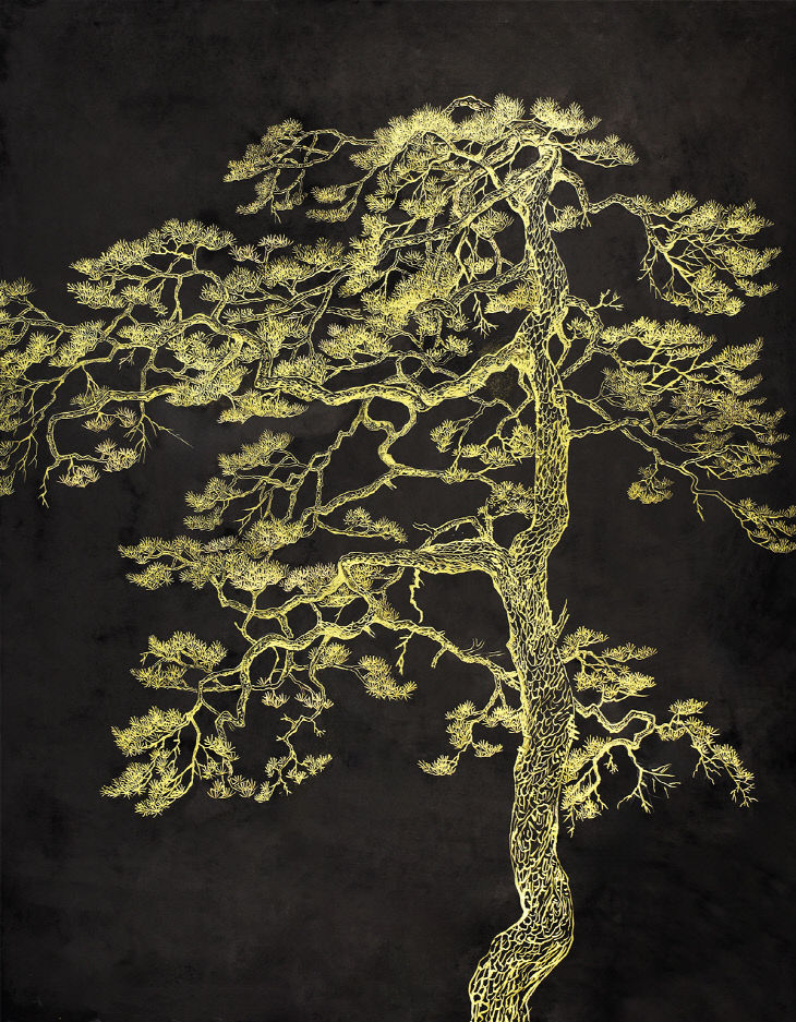 사진4(이군자, 금송 소나무, 91×118㎝, 장지에 금분, 2025.)