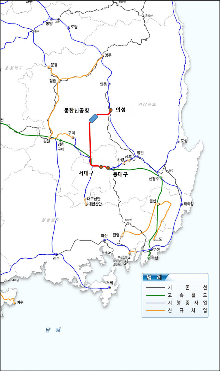 대구~경북 광역철도 노선도