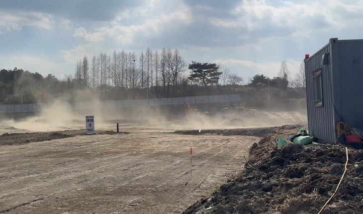 비산먼지를 다량 발생시키는 토목공사 현장