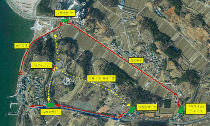 사천시, 벚꽃으로 물드는 선진공원 교통통제 실시-교통통제구역
