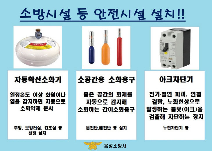 소방시설등 안전시설(자동확산소화기, 소공간용 소화용구, 아크