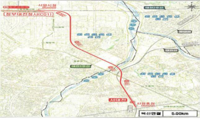 충청권 광역급행철도(CTX) 서대전역 연장(안)
