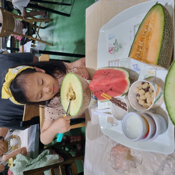 위드파파 체험 사진(멜론빙수 만들기)