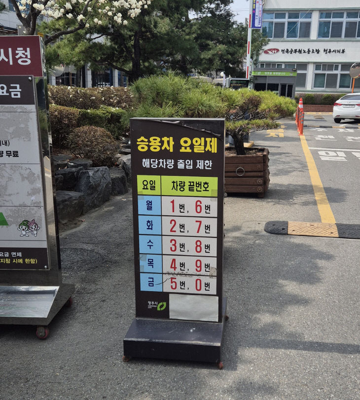 청주시, 8일부터 차량 2부제·공영주차장 5부제 전격 시행.