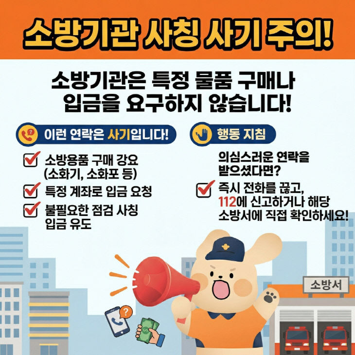 소방기관 사칭 사기 주의 홍보포스터