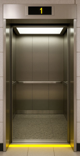 승강기 출입문 안전 신호등 설치 사진 예시