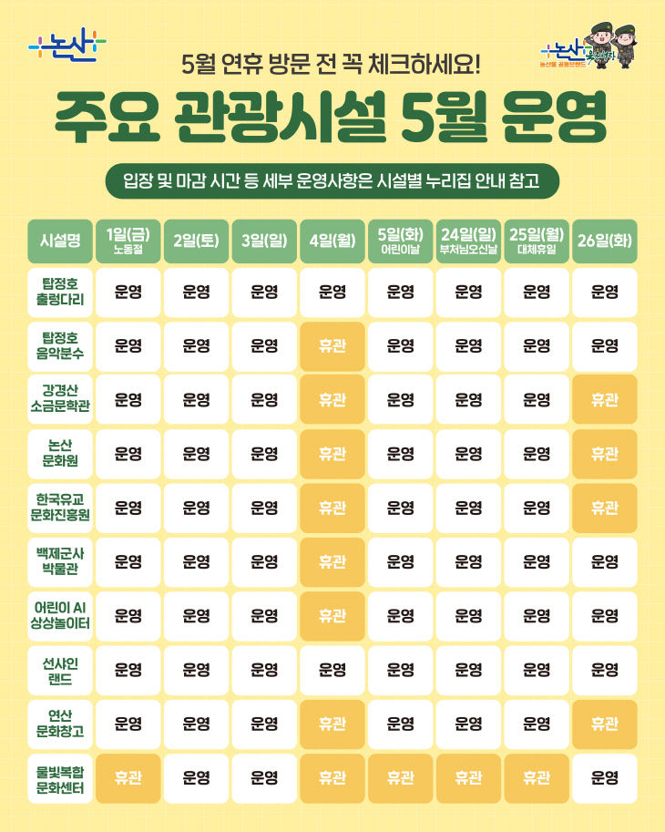주요관광시설 운영 계획