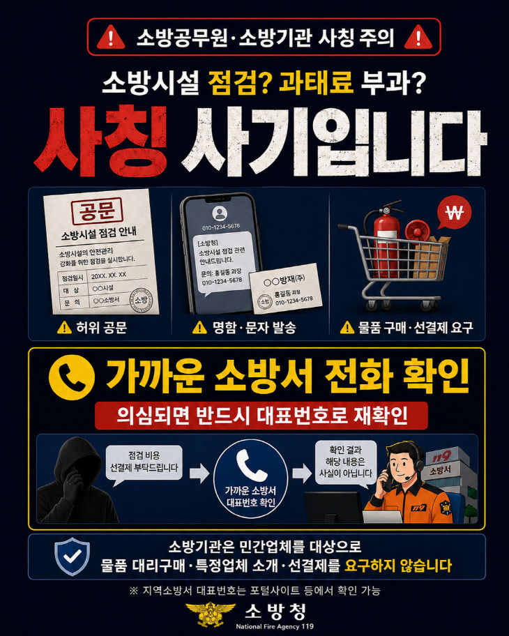 5.28. 공주소방서, 소방기관 및 소방공무원 사칭·사기 주의