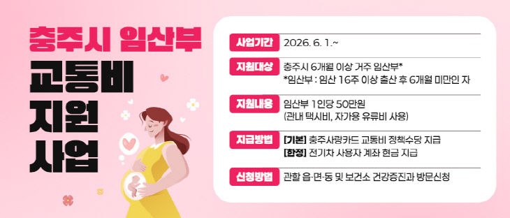 충주시 임산부 교통비 지원사업 홍보문.(사진=충주시 제공)