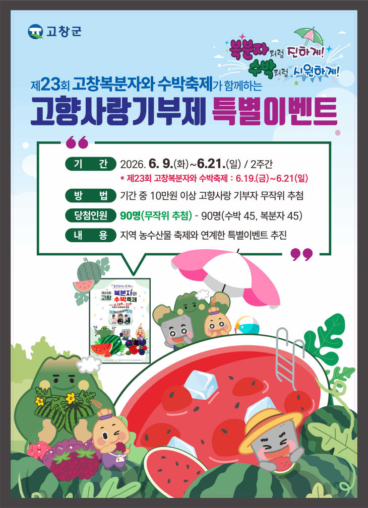 고창군, 고향사랑기부제 특별이벤트 포스터