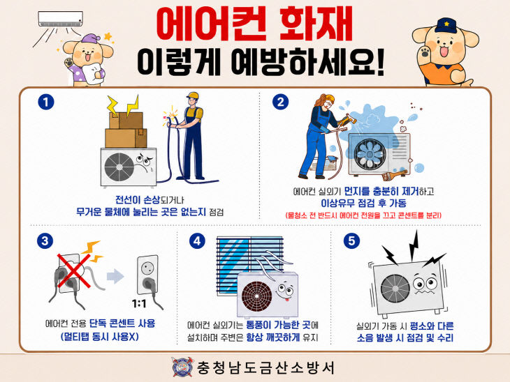 여름철 에어컨 화재 예방수칙 안내 이미지