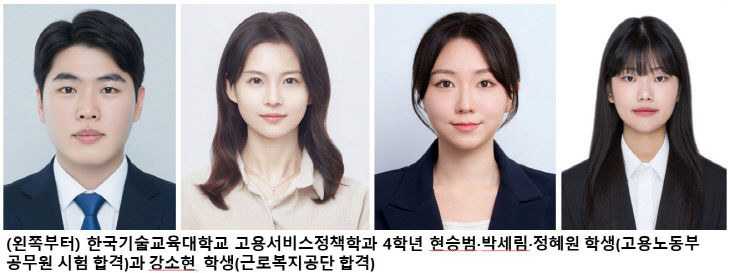 한국기술교육대학교 고용서비스정책학과 학생 4명