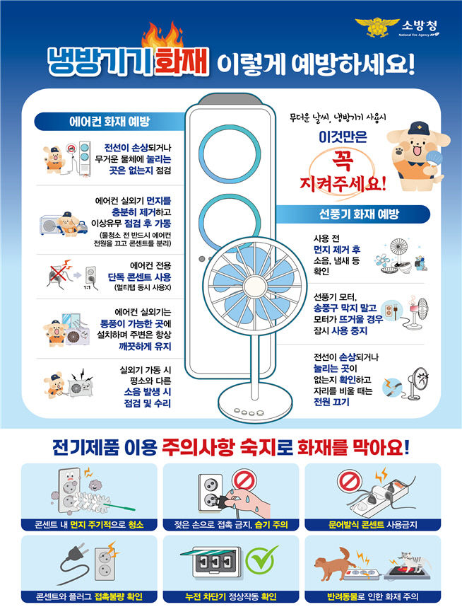 여름철 냉방기기 화재 예방 안전수칙 홍보물