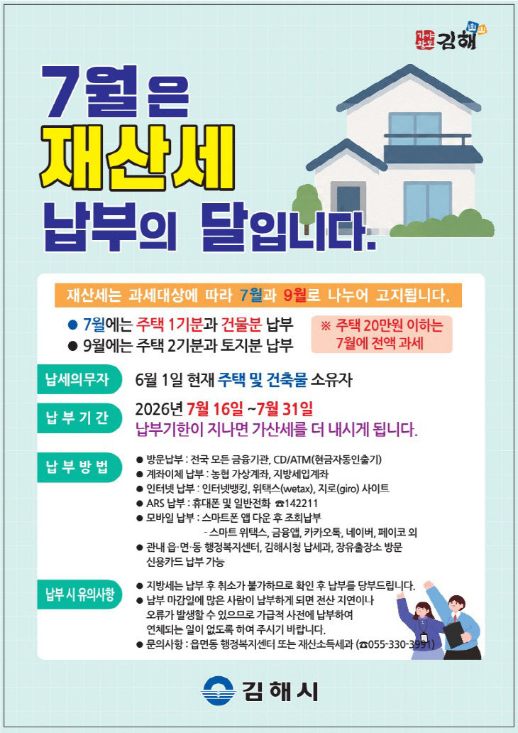 7.14(김해시, 7월분 재산세 675억 원 부과)1