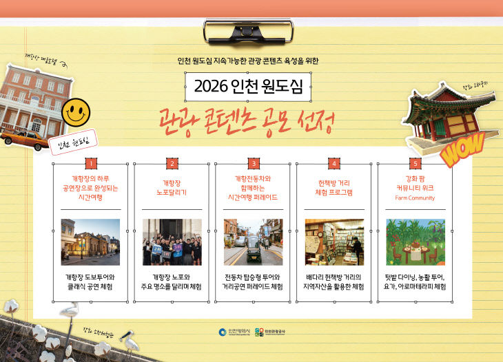 2026 인천 원도심 관광 콘텐츠 공모 선정 프로그램 홍보 포스터