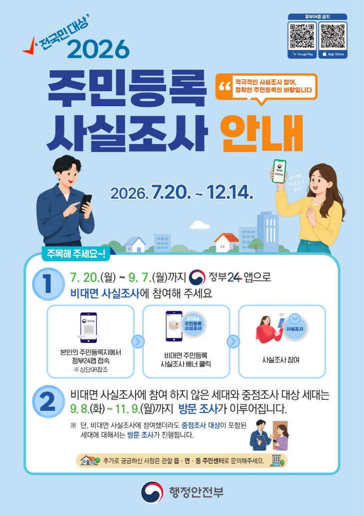 청양 주민등록 사실조사