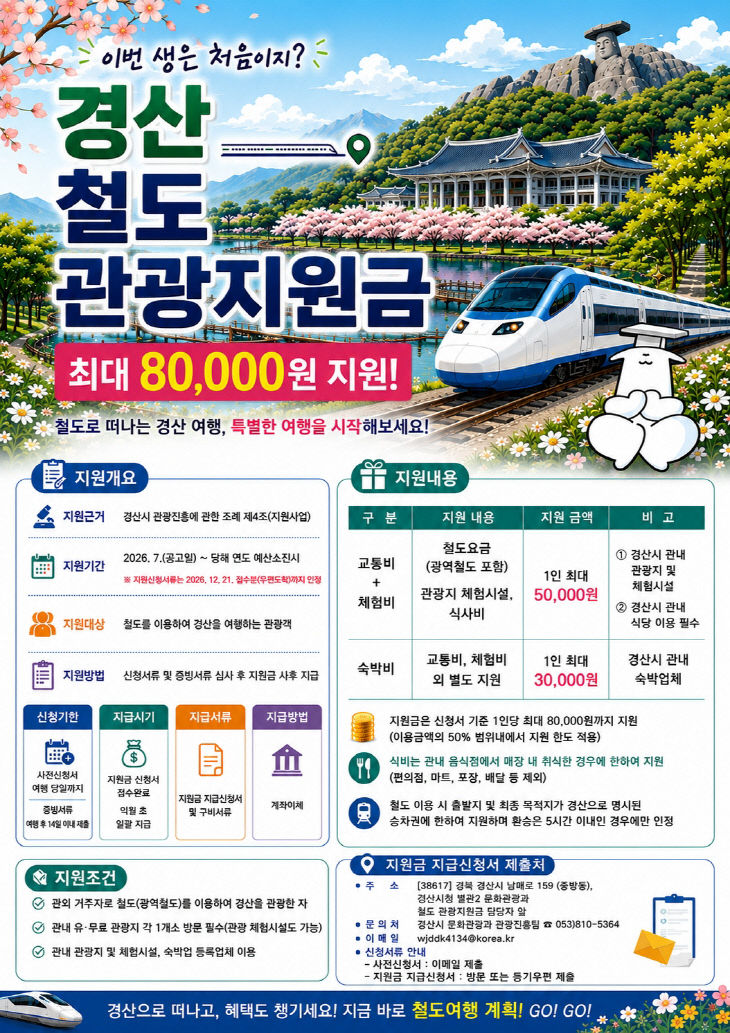 경산시 철도관광지원금 지원사업 포스터