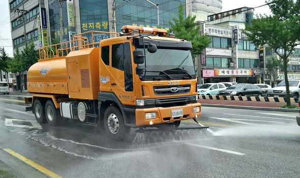 살수작업 모습