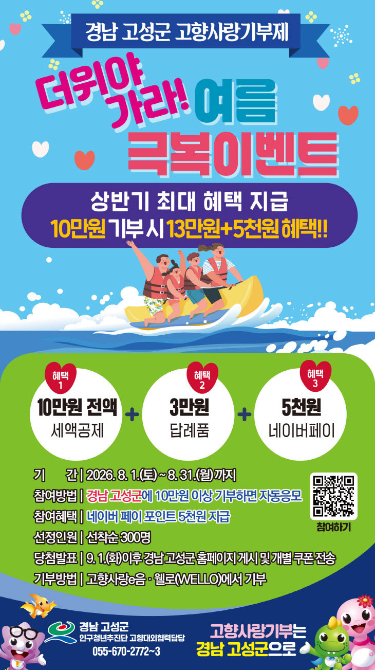 고성에 전한 마음, 군민의 내일을 바꾸다
