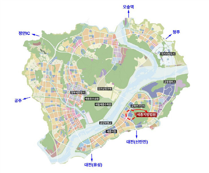 세종지방법원 위치도