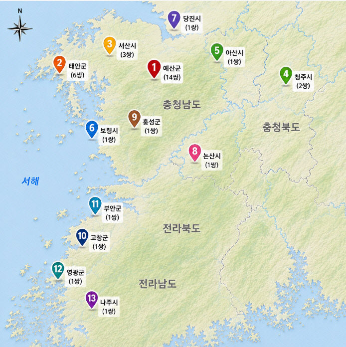 2.전국 황새 번식지점 지도