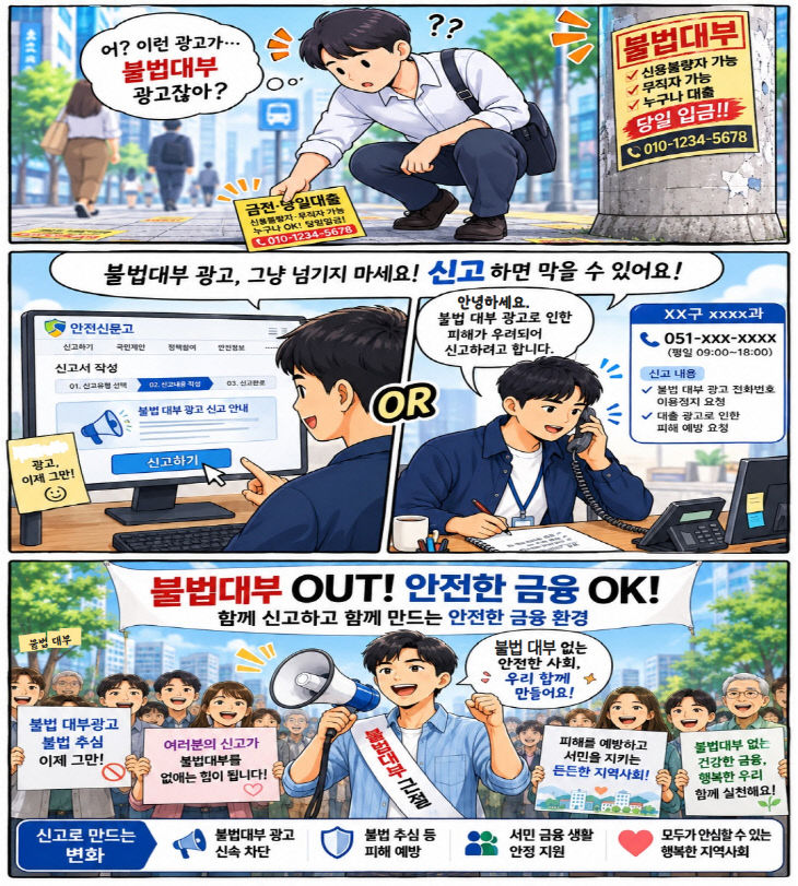 불법 대부광고 전화번호 이용정지 홍보물