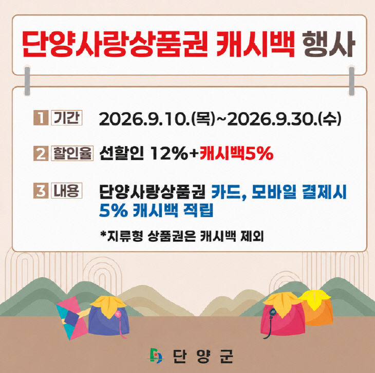 보도 2) 단양사랑상품권 추가 할인 포스터