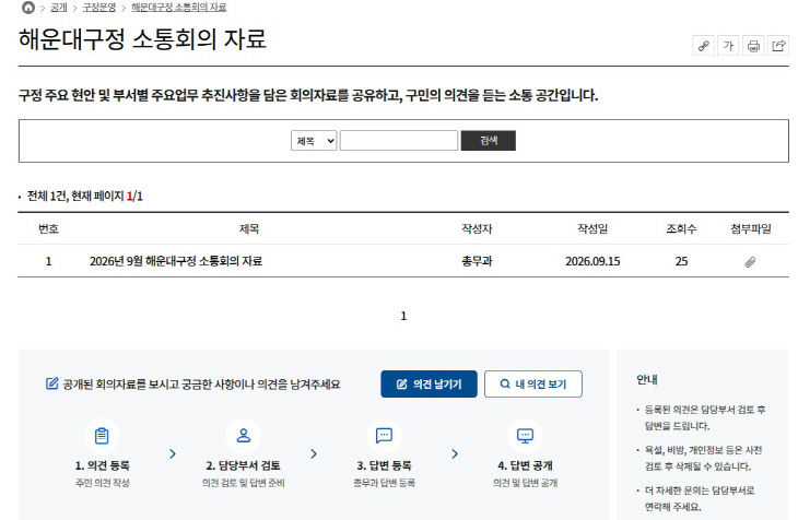 해운대구 소통회의