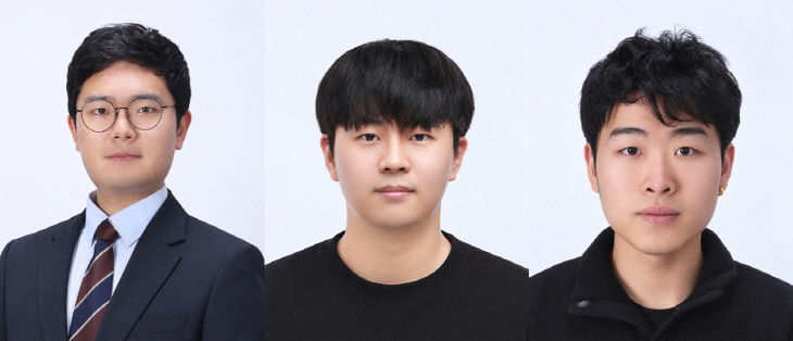 (왼쪽부터) 단국대 김세영 교수, 김상윤 석사, 진신저 석사