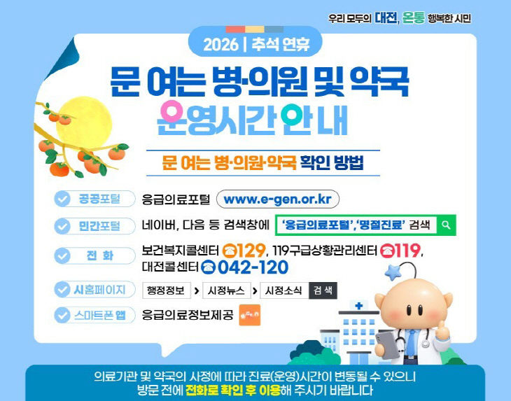 7. 대전시, 추석 연휴 24시간 응급의료상황실 가동