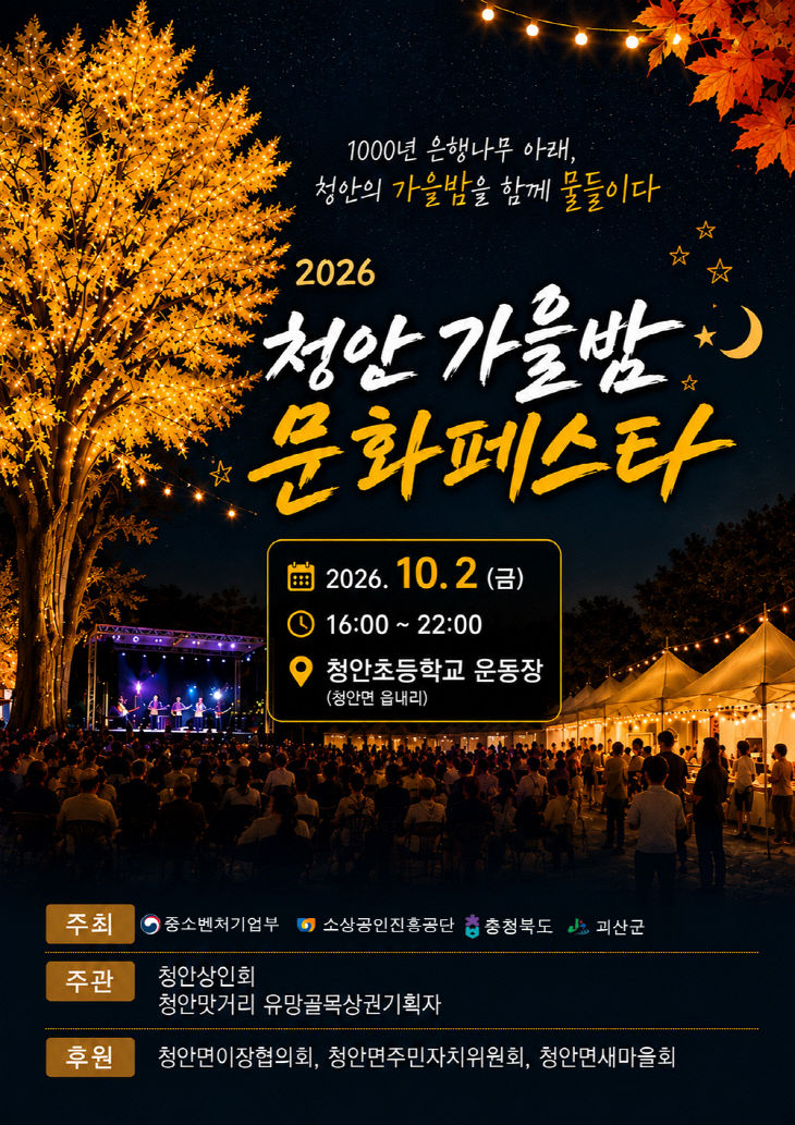 청안 가을밤 문화 페스타 홍보 포스터